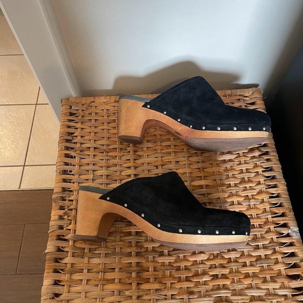 Ugg Black Suede Abbie Mules - Size 9 / 10